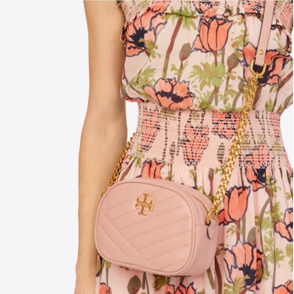 Tory Burch Kira Chevron Camera Crossbody Bag Pink - Picture 8 of 9